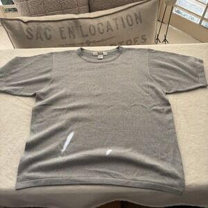 Vintage Y2K Segue Women's Short Sleeve Metallic Silver Pullover Sweater Size 1X